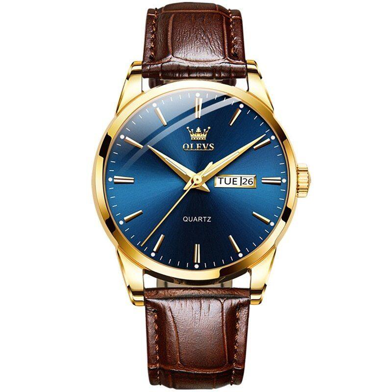 Relógio de Luxo Masculino Europeu Original OLEVS com Pulseira de Couro - LORD